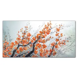 obraz-szklany-galezie-kwiaty-kwiaty-tusz-120x60-cm