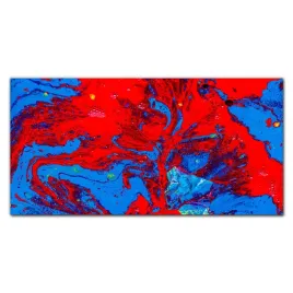 obraz-na-plotnie-czerwono-niebieski-plamy-100x50