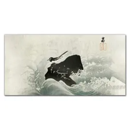foto-obraz-na-szkle-woda-fale-ptak-skala-120x60-cm