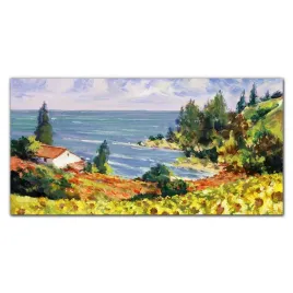 obraz-na-plotnie-kwiaty-wybrzeze-niebo-100x50-cm