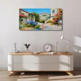 obraz-scienny-na-plotnie-budynki-kwiaty-100x50-cm-format-poziomy