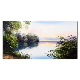 obraz-na-plotnie-jezioro-zachod-slonca-100x50-cm