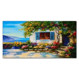 obraz-na-ramie-plotno-kwiaty-morze-niebo-100x50-cm