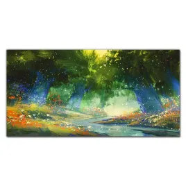 obraz-na-plotnie-na-ramie-las-kwiaty-100x50-cm
