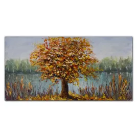 panel-lacobel-jezioro-drzewa-jesien-liscie-140x70