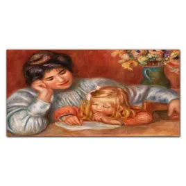 obraz-szklany-kobiety-dziecko-kwiaty-wazon-120x60