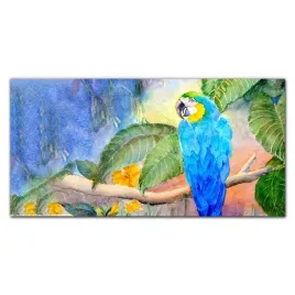 foto-obraz-szklany-liscie-zwierze-papuga-120x60-cm