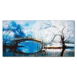 obraz-szklany-zima-rzeka-drzewa-most-120x60-cm