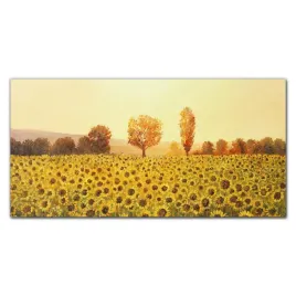obraz-szklany-kwiaty-sloneczniki-drzewa-120x60-cm