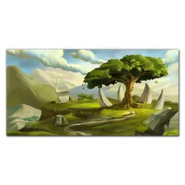 panel-miedzy-szafki-fantasy-drzewo-kamienie-140x70