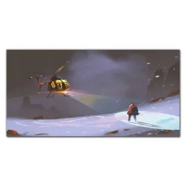 obraz-szklo-na-sciane-gory-snieg-helikopter-120x60