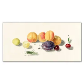 obraz-na-plotnie-owoce-wisnie-brzoskwinie-100x50