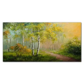 foto-obraz-na-szkle-las-sciezka-liscie-120x60-cm