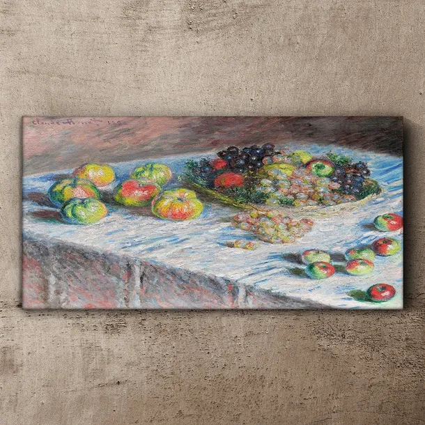 obraz-na-plotnie-jablka-i-winogrona-monet-100x50-stan-nowy