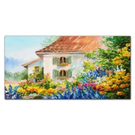foto-obraz-szklany-wies-kwiaty-dom-przyroda-120x60