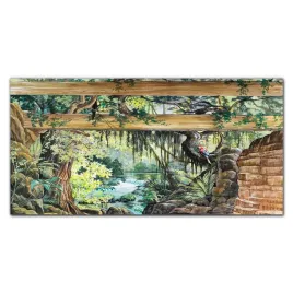 foto-obraz-szklany-las-rzeka-przyroda-120x60-cm