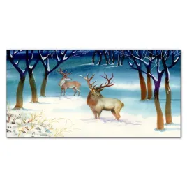 obraz-do-salonu-zima-snieg-jelenie-drzewa-120x60