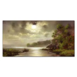 obraz-szklany-jezioro-drzewa-chata-rybak-120x60-cm