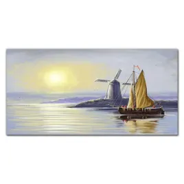 obraz-szklany-morze-statek-mlyn-slonce-120x60-cm