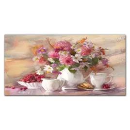 obraz-szklany-na-sciane-kwiaty-filizanki-120x60-cm