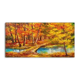 panele-szklo-hartowane-jezioro-jesien-most-120x60