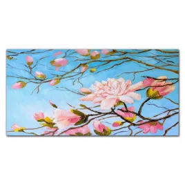obraz-na-plotnie-galezie-kwiaty-przyroda-100x50-cm