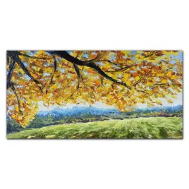 obraz-na-plotnie-drzewo-liscie-jesien-100x50-cm