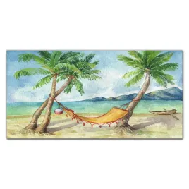 obraz-na-plotnie-plaza-palmy-morze-hamak-100x50-cm