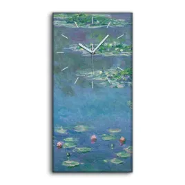 zegar-canvas-z-nadrukiem-30x60-cm-woda-lilie-monet