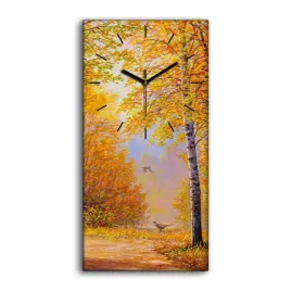 zegar-canvas-z-grafika-las-jesien-przyroda-30x60