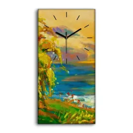 zegar-canvas-laka-las-woda-zachod-slonca-30x60-cm