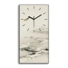 zegar-canvas-z-grafika-do-salonu-rzeka-ptak-30x60