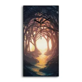 zegar-canvas-z-nadrukiem-dekor-las-galezie-30x60