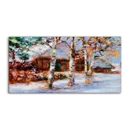 panele-szklo-hartowane-zima-snieg-wioska-140x70-cm