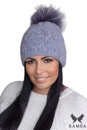 cyrena-czapka-damska-pompon-naturalny-kolor-niebieski