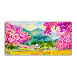 szklo-hartowane-panel-kwiaty-rower-wioska-100x50