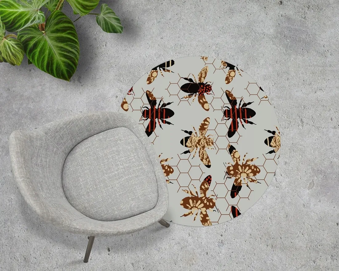 mata-podlogowa-pszczoly-plaster-miodu-fi100-cm