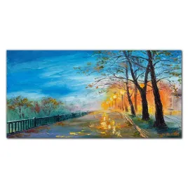 plotno-obraz-na-sciane-drzewa-park-lampy-120x60-cm