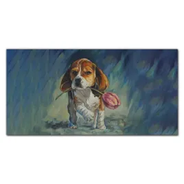 obraz-na-ramie-plotno-zwierze-pies-kwiat-120x60-cm