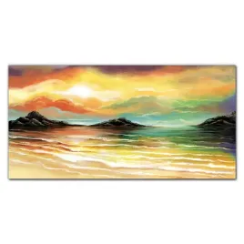 obraz-na-ramie-plotno-fale-zachod-slonca-120x60-cm