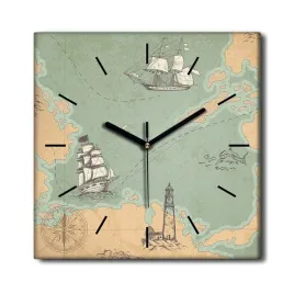 zegar-canvas-wiszacy-ocean-skarb-mapa-statek-30x30