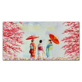 obraz-na-plotnie-akwarele-drzewa-kwiaty-120x60-cm