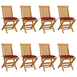 skladane-krzesla-ogrodowe-z-drewna-tekowego-z-winno-czerwonymi-poduszkami