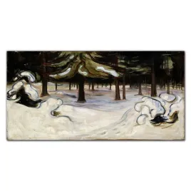 obraz-na-ramie-plotno-zima-w-lesie-munch-120x60-cm
