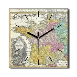 zegar-canvas-na-sciane-mapa-francja-vintage-30x30
