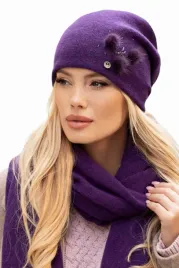 onyks-elegancka-czapka-damska-welniana-kolor-fioletowy