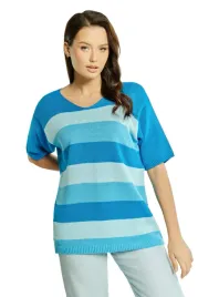 bluzka-damska-paski-listera-one-size-kamea-niebieski