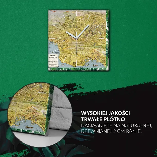 zegar-plotno-na-ramie-30x30-mapa-los-angeles-retro-zasilanie-baterie