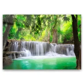 obraz-szklany-wodospad-jezioro-las-natura-100x70