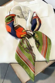 apaszka-damska-lancuchy-i-paski-70x70-zielono-pomaranczowa-w-stylu-retro